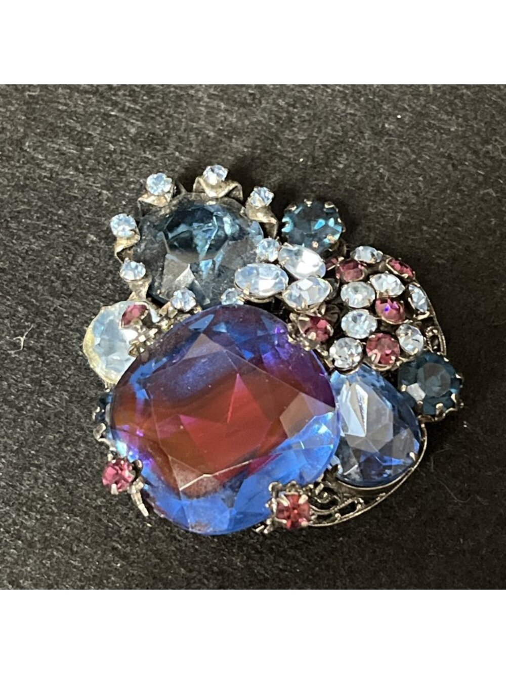 Vintage Original By Robert Multicolor Aurora Borealis Rhinestone Brooch 42g